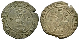 Fernando e Isabel (1474-1504). 2 maravedís. Cuenca. (Cal 2019-89). Ae. 5,20 g. Castillo entre cruz patriarcal y C. MBC/MBC-. Est...25,00.