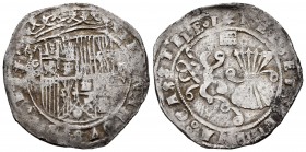 Fernando e Isabel (1474-1504). 2 reales. Segovia. P. (Cal 2019-507). Ag. 6,75 g. Escudo entre P superada de roel y II. Muy escasa. MBC-. Est...120,00.