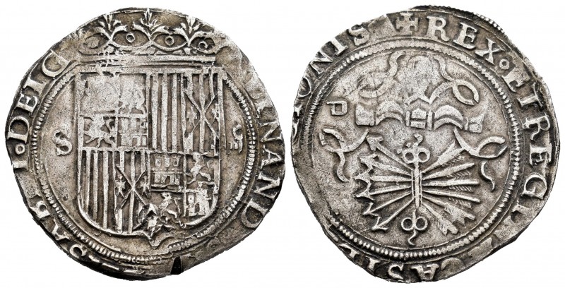 Fernando e Isabel (1474-1504). 4 reales. Sevilla. (Cal-564). Ag. 13,58 g. Escudo...