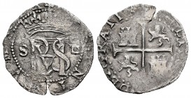 Felipe II (1556-1598). 1/2 real. Sin fecha. Sevilla. (Cal 2019-151). Ag. 1,61 g. Ensayador d cuadrada. Pequeña grieta. MBC-. Est...75,00.