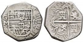 Felipe III (1598-1621). 2 reales. 1613. Granada. M. (Cal 2019-598). Ag. 6,87 g. Valor a la derecha del escudo. MBC. Est...160,00.