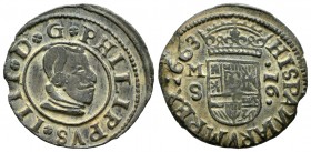 Felipe IV (1621-1665). 16 maravedís. 1663. Madrid. S. (Cal 2019-475). (Jarabo-Sanahuja-378). Ae. 3,88 g. La S del ensayador cerrada. MBC+. Est...35,00...