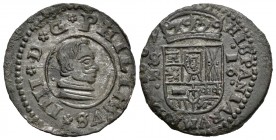 Felipe IV (1621-1665). 16 maravedís. 1662. Sevilla. R. (Cal 2019-494). Ae. 4,25 g. Fecha visible en sus bases. MBC+. Est...25,00.