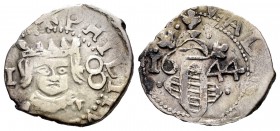 Felipe IV (1621-1665). Dieciocheno. 1644. Valencia. (Cal 2019-819). Ag. 1,90 g. Corona con soporte. MBC/MBC+. Est...90,00.