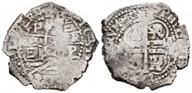Felipe IV (1621-1665). 2 reales. 1659. Potosí. E. (Cal 2019-927). Ag. 6,09 g. Triple fecha, dos parciales. MBC. Est...120,00.