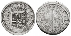 Felipe V (1700-1746). 2 reales. 1722. Madrid. A. (Cal 2019-775). Ag. 4,86 g. BC+/BC. Est...25,00.