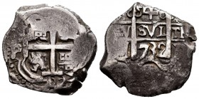 Felipe V (1700-1746). 4 reales. 1732. Potosí. (M). (Cal 2019-1182). Ag. 13,78 g. Doble fecha. Rara. MBC. Est...75,00.