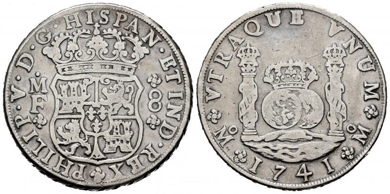 Felipe V (1700-1746). 8 reales. 1741. México. MF. (Cal 2019-458). Ag. 26,57 g. M...