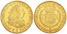 Fernando VI (1746-1759). 8 escudos. 1752. Lima. J. (Cal 2019-765). Au. 26,78 g. Estuvo en aro. EBC-. Est...2000,00.