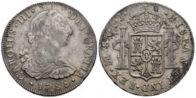 Carlos III (1759-1788). 8 reales. 1788. Lima. IJ. (Cal 2019-1059). Ag. 26,72 g. Escasa. MBC+/EBC-. Est...120,00.
