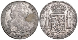 Carlos III (1759-1788). 8 reales. 1785. México. FM. (Cal 2019-1127). Ag. 26,86 g. BC+. Est...45,00.