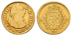 Carlos III (1759-1788). 1/2 escudo. 1786. Madrid. DV. (Cal 2019-1280). Au. 1,70 g. BC+. Est...100,00.