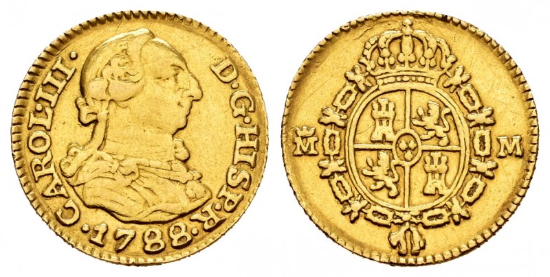 Carlos III (1759-1788). 1/2 escudo. 1788. Madrid. M. (Cal 2019-1286). Au. 1,71 g...