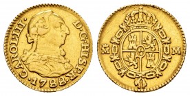Carlos III (1759-1788). 1/2 escudo. 1788. Madrid. M. (Cal 2019-1286). Au. 1,71 g. Estuvo en aro. MBC-. Est...120,00.