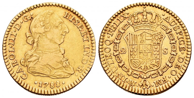 Carlos III (1759-1788). 2 escudos. 1788. México. FM. (Cal 2008-492 variante). Au...