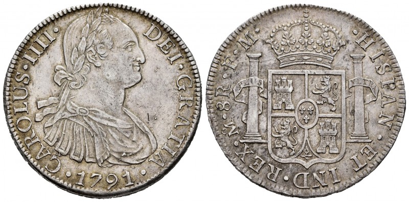 Carlos IV (1788-1808). 8 reales. 1791. México. FM. (Cal 2019-953). Ag. 26,97 g. ...