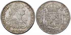Carlos IV (1788-1808). 8 reales. 1791. México. FM. (Cal 2019-953). Ag. 26,97 g. Tono. EBC-/MBC+. Est...110,00.