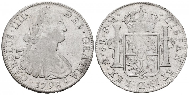 Carlos IV (1788-1808). 8 reales. 1798. México. FM. (Cal-961). Ag. 26,86 g. MBC.....