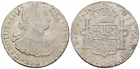 Carlos IV (1788-1808). 8 reales. 1807. Potosí. PJ. (Cal 2019-1013). Ag. 26,88 g. MBC. Est...50,00.