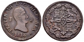 Fernando VII (1808-1833). 8 maravedís. 1814. Jubia. (Cal 2019-192). Ae. 10,54 g. MBC+. Est...75,00.
