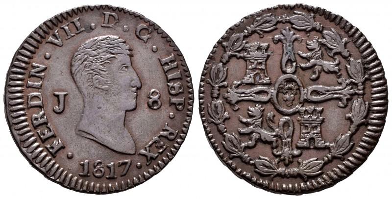 Fernando VII (1808-1833). 8 maravedís. 1817. Jubia. (Cal 2008-1550). Ae. 10,71 g...