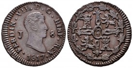 Fernando VII (1808-1833). 8 maravedís. 1817. Jubia. (Cal 2008-1550). Ae. 10,71 g. Escasa en esta conversación. EBC. Est...180,00.