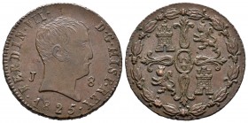 Fernando VII (1808-1833). 8 maravedís. 1825. Jubia. (Cal 2019-208). Ae. 10,55 g. EBC-. Est...100,00.