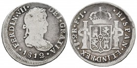 Fernando VII (1808-1833). 2 reales. 1812. Santiago. FJ. (Cal 2019-942). Ag. 6,29 g. Escasa. BC+. Est...75,00.
