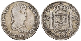 Fernando VII (1808-1833). 4 reales. 1813. Lima. JP. (Cal 2019-1067). Ag. 13,04 g. BC+. Est...50,00.