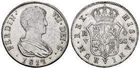 Fernando VII (1808-1833). 4 reales. 1811. Valencia. SG. (Cal 2019-1144). Ag. 13,45 g. Habituales vanos de acuñación. EBC+. Est...200,00.