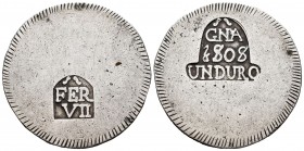 Fernando VII (1808-1833). 1 duro. 1808. Gerona. (Cal 2019-1201). Ag. 26,60 g. MBC-. Est...120,00.
