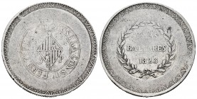 Fernando VII (1808-1833). 5 pesetas. 1823. Mallorca. (Cal 2019-1300). Ag. 26,54 g. Leyenda ...Y LA CONST. MBC-. Est...200,00.