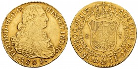 Fernando VII (1808-1833). 8 escudos. 1809. Santa Fe de Nuevo Reino. JF. (Cal 2019-1835). Au. 26,93 g. BC+. Est...1000,00.