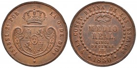 Isabel II (1833-1868). Medio real. 1850. Segovia. (Cal 2019-155). Ae. 19,29 g. Dos golpecitos en el canto. MBC+. Est...170,00.