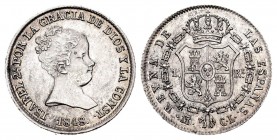 Isabel II (1833-1868). 1 real. 1848. Madrid. CL. (Cal 2008-416). (Cal 2019-300). Ag. 1,45 g. Bonito ejemplar. EBC. Est...75,00.