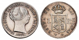 Isabel II (1833-1868). 1 real. 1852. Madrid. (Cal 2008-418). (Cal 2019-302). Ag. 1,24 g. Brillo original. Escasa en esta conservación. SC-. Est...100,...