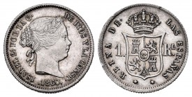 Isabel II (1833-1868). 1 real. 1860. Madrid. (Cal 2008-422). (Cal 2019-309). Ag. 1,30 g. Ligero tono. EBC. Est...60,00.