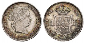 Isabel II (1833-1868). 1 real. 1862. Madrid. (Cal 2008-424). (Cal 2019-311). Ag. 1,35 g. Tono. SC-. Est...90,00.