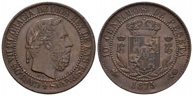 Carlos VII (1872-1876). 10 céntimos. 1875. (Cal 2019-6). Ae. 9,98 g. MBC+. Est...50,00.