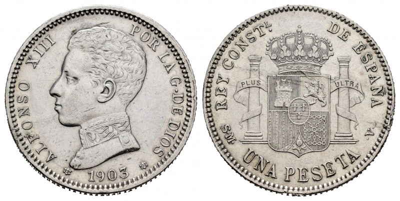 Alfonso XIII (1886-1931). 1 peseta. 1903*19-03. Madrid. SMV. (Cal 2019-67). Ag. ...