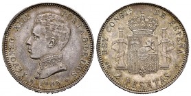 Alfonso XIII (1886-1931). 2 pesetas. 1905*19-05. Madrid. SMV. (Cal 2019-88). Ag. 10,00 g. Pátina. EBC+. Est...20,00.