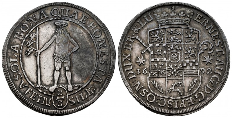 Alemania. Braunschweig-Calenberg-Hannover. Ernst August. 2/3 thaler. 1692. Obisp...