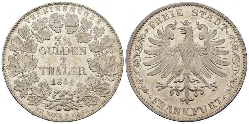 Alemania. Freie. 2 thaler / 3 1/2 gulden. 1841. (Dav-641). Ag. 37,09 g. Leves ma...