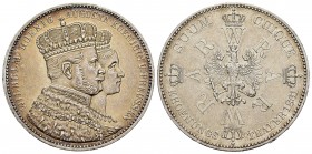 Alemania. Prussia. Wilhelm I. 1 thaler. 1861. (Km-488). Ag. 18,51 g. Coronación de Wilhem y Augusta. EBC+. Est...50,00.