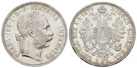 Austria. Franz Joseph I. 1 florín. 1879. (Km-2222). Ag. 12,37 g. Brillo original. SC-. Est...35,00.