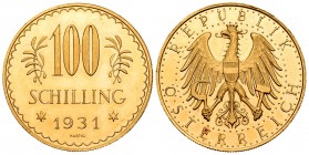 Austria. 100 shilling. 1931. Viena. (Km-2842). Au. 23,57 g. Brillo original. SC. Est...1100,00.