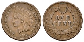 Estados Unidos. 1 cent. 1872. (Km-90a). Ae. 3,09 g. Escasa. MBC+. Est...250,00.