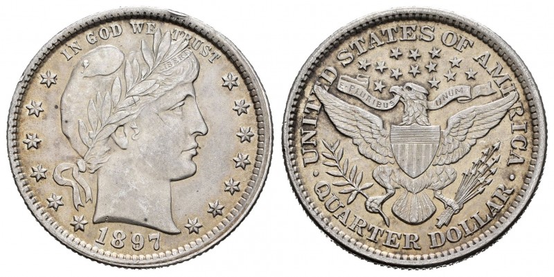 Estados Unidos. 25 cents. 1897. Philadelphia. (Km-114). Ag. 6,25 g. Bonito color...