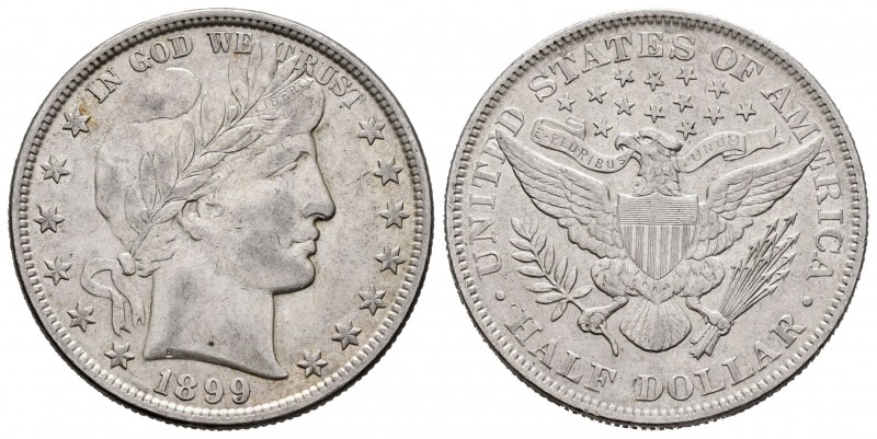 Estados Unidos. 1/2 dollar. 1899. Philadelphia. (Km-116). Ag. 12,37 g. Escasa. E...