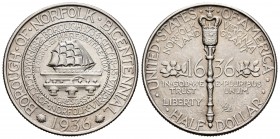Estados Unidos. 1/2 dollar. 1936. (Km-184). Ag. 12,53 g. Norfolk, Virginia, Bicentennial. SC. Est...120,00.
